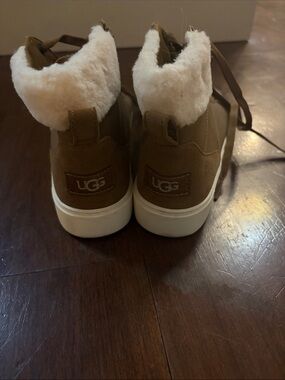 Women’s ugg Tan High-Top Sneakers with Faux Shearling Lining
